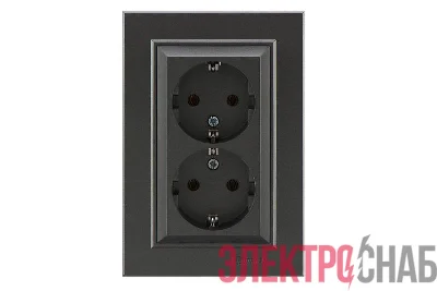 Розетка 2-м СП Karea 16А IP20 с/з дым. металлик Makel 56050082