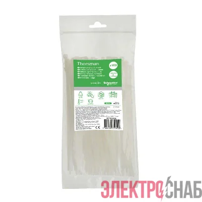 Стяжка кабельная 200х4.8 бел. (уп.100шт) SchE IMT46262