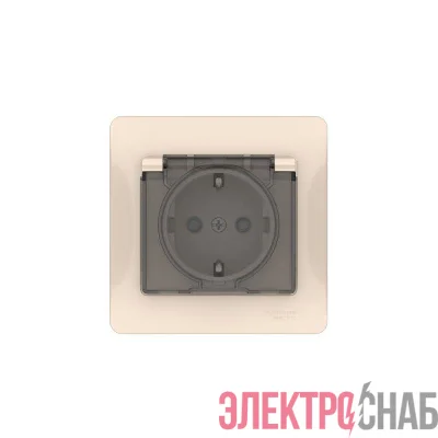 Розетка Glossa 16А IP44 с заземл. защ. шторки с крышкой быстрозажим. клем. в сборе беж. SE GSL000248S