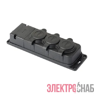 Колодка 3-м 16А IP44 2P+PE 230В с защ. крышками каучук PROxima EKF RPS-015-16-230-44-r