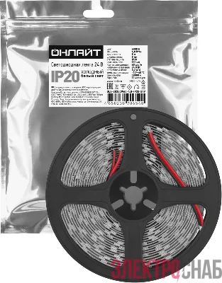 Лента светодиодная 90 654 OLS-2835CW60-4.8-IP20-24V (уп.5м) ОНЛАЙТ 90654