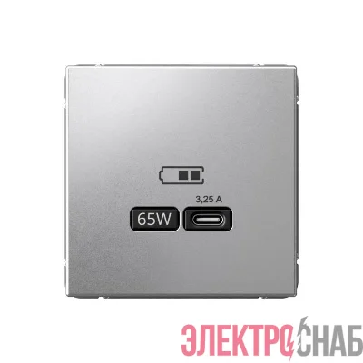 Розетка USB ArtGallery тип C 65Вт QC PD высокоскор. ЗУ механизм алюм. SE GAL000327