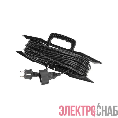 Удлинитель-шнур на рамке 1х20м с заземл. 6А 1.3кВт IP20 ПВС 3х0.75 черн. PROconnect 13-4914