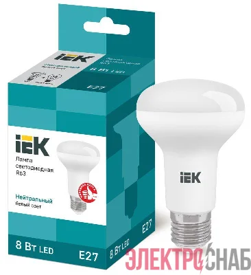 Лампа светодиодная Eco 8Вт R63 4000К нейтр. бел. E27 720лм 230-240В IEK LLE-R63-8-230-40-E27