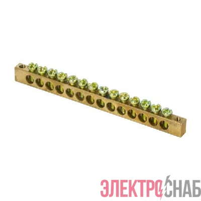 Шина PEN "ноль-земля" 6х9 14 отвер. латунь крепеж по краям розн. стикер PROxima EKF sn0-63-14-k-r