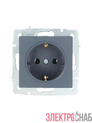 Розетка 1-м СП Vesna с заземл. ПБТ механизм графит LEZARD 742-3488-122B