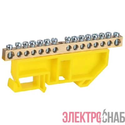 Шина PE земля на DIN-изоляторе ШНИ-6х9-14-Д NO-224-92 желт. Эра Б0062965