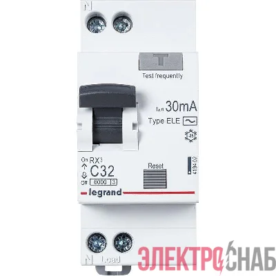 Выключатель автоматический дифференциального тока 2п (1P+N) C 32А 30мА тип AC 6кА RX3 Leg 419402