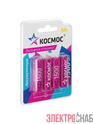 Аккумулятор AA/R6 1500мА.ч NI-MN BP-4 (блист.4шт) КОСМОС KOCR6NIMH1500mAh4BL