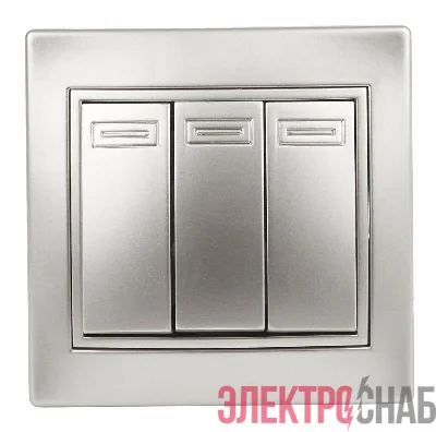 Выключатель 3-кл. СП Plano 10А IP20 1-106-03 250В алюм. Intro Б0030050