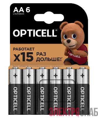 Элемент питания алкалиновый AA/LR6 (блист. 6шт) Basic Opticell 5051006