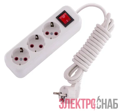 Удлинитель 3х3м с заземл. 16А IP20 Lila с выкл. LEZARD 720-0303-302