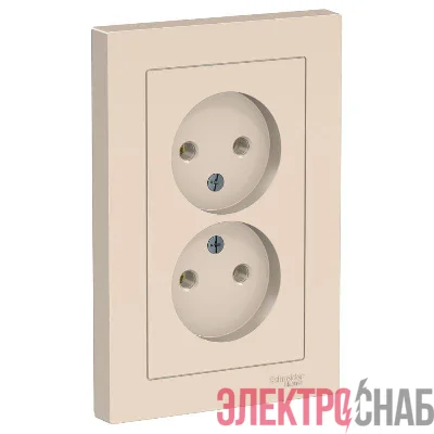 Розетка 2-м СП AtlasDesign 16А IP20 без заземл. в сборе беж. SE ATN000220