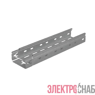 Лоток листовой перфорированный 100х50 L3000 сталь 0.7мм "БЫСТРЫЙ МОНТАЖ ПЛЮС" LPplus50-100-0.7-3000 оцинк. КМ PL0202