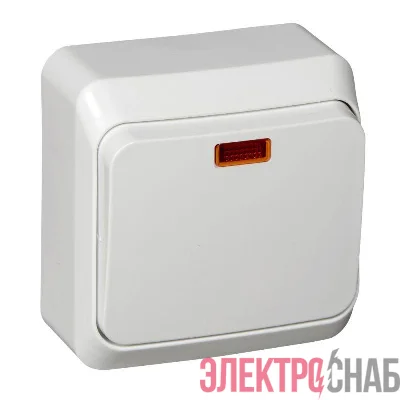 Переключатель проходной 1-кл. ОП Этюд 10А IP20 с подсветкой бел. SE BA10-007B