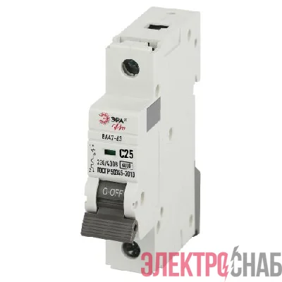 Выключатель автоматический 1п C 25А 6кА ВА47-63 PRO VA63-1P25C6 Эра Б0063141