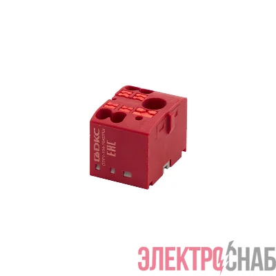 Блок распределительный зажим push-in 1 ввод 6кв.мм 4 точки подключения 25кв.мм красн. DKC DTP1-104-104SPUR