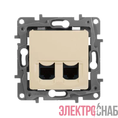 Розетка компьютерная 2-м СП Etika RJ45 кат.5E UTP механизм сл. кость Leg 672355
