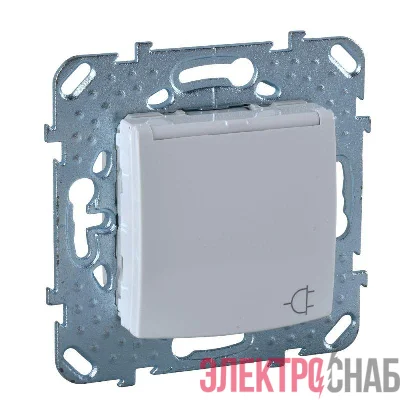 Розетка 1-м СП 2мод. Unica 16А IP20 250В с заземл. защ. шторки с крышкой механизм бел. SchE MGU5.037.18TAZD