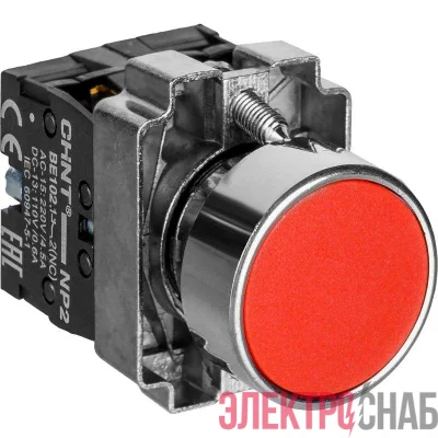 Кнопка управления NP2-BA45 без подсветки красн. 1НЗ +1НО IP40 CHINT 573764