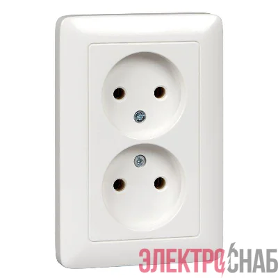 Розетка 2-м СП Хит 16А IP21 250В без заземл. без защ. шторок бел. SE RS16-235-B