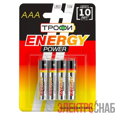 Элемент питания алкалиновый AAA/LR03 4BL (блист.4шт) Трофи C0034915