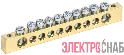 Шина PEN "земля-ноль" 8х12мм 10/2 (10групп/крепеж по краям) IEK YNN21-10-100