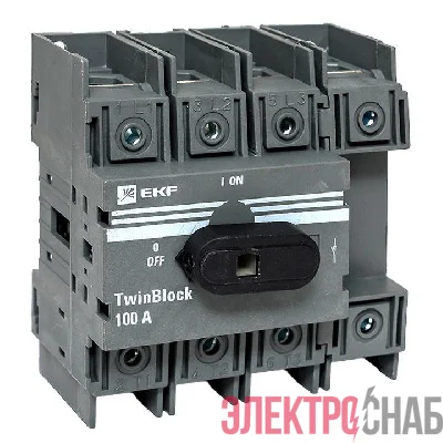 Рубильник 4п 100А с рукояткой управления для прямой установки TwinBlock EKF tb-100-4p-f
