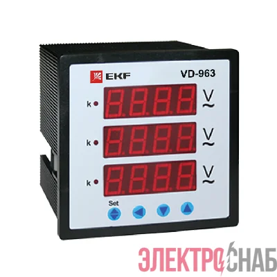 Вольтметр цифровой VD-963 на панель 96х96 трехфазный EKF vd-963