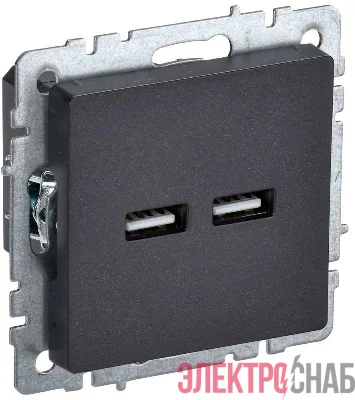 Розетка BRITE USB A+A 3.1А РЮ10-1-БрЧ механизм черн. IEK BR-U21-D31-K02