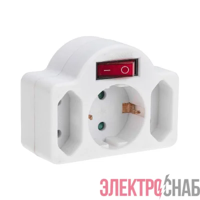 Разветвитель 3-м 16А + 2х2.5А с выключателем с заземл. защ. шторки бел. Rexant 11-1086