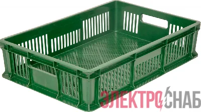 Ящик 600х400х140 мм перфорированный с ручками зеленый 705.01.01 705.01.01