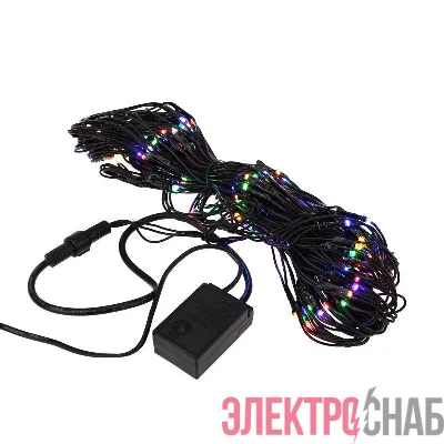 Гирлянда светодиодная "Сеть" 1х1.5м 160LED мультиколор 10Вт 220-240В IP65 с контроллером 8 режимов провод ПВХ черн. Neon-Night 215-119