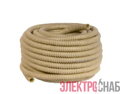 Труба гофрированная ПВХ d20мм с протяжкой свет. дерево (уп.25м) Plast PROxima EKF tg-z-20w