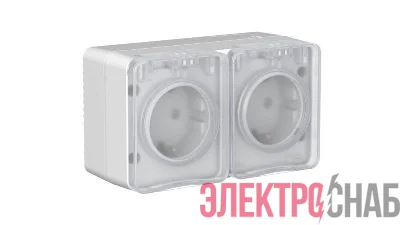 Розетка 2-м ОП AtlasDesign PROFI 16А IP54 заземл. защ. шторки сер. SE ATN543026