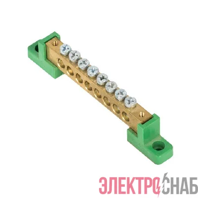 Шина нулевая PE 8х12 8 отвер. латунь с контактной пластиной 2 зел. угловых изолятора PROxima EKF sn0-125-08-2-pe
