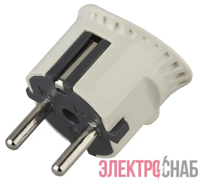 Вилка плоская V5 16А с заземл. прямой ввод (10/200/7000) бел. ЭРА Б0019192