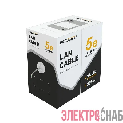 Кабель витая пара U/UTP кат.5E 2х2х24AWG solid CCA PVC сер. (м) PROCONNECT 01-0022-3