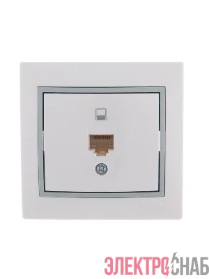 Розетка компьютерная 1-м СП Mira RJ45 бел./сер. LEZARD 701-0215-139