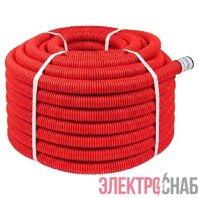 Труба гофрированная двустенная ПНД гибкая d40мм с протяжкой SN13 красн. (уп.50м) EKF tg2st-40-50m