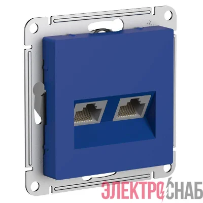 Розетка компьютерная 2-м AtlasDesign RJ45+RJ45 кат.5E механизм аквамарин SE ATN001185