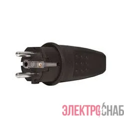 Вилка электрическая прямая однофазная 16А 250В IP44 с заземл. каучук (еврослот) UNIVersal 602227