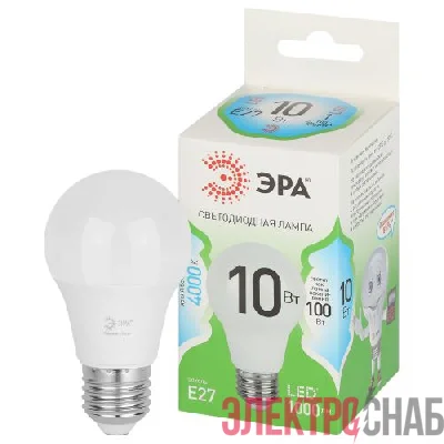 Лампа светодиодная GREEN LINE A60-10W-840-E27 GL 10Вт груша 4000К яркий свет бел. E27 Эра Б0067135