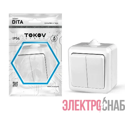 Выключатель 2-кл. ОП Dita IP54 10А 250В бел. TOKOV ELECTRIC TKL-DT-V2-C01-IP54