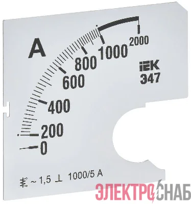 Шкала сменная для амперметра Э47 1000/5А-1.5 72х72мм IEK IPA10D-SC-1000