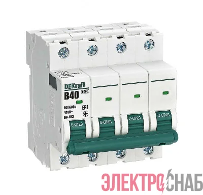 Выключатель автоматический модульный 4п B 40А 6кА ВА-103 DEKraft 12261DEK