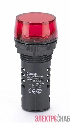 Лампа коммутационная ADDS ЛК-22 d22мм 220В AC/DC красн. LED DEKraft 25119DEK