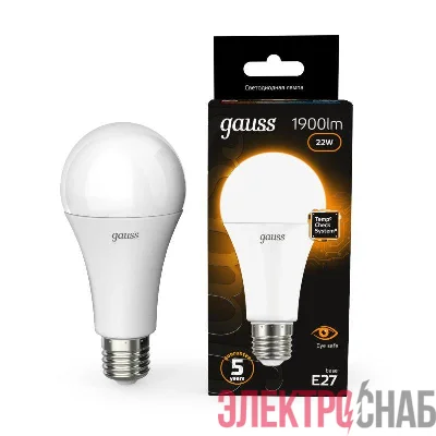 Лампа светодиодная Black 22Вт A70 грушевидная 3000К тепл. бел. E27 1900лм GAUSS 102502122