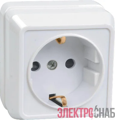 Розетка 1-м ОП Октава РС20-3-ОБ 16А IP20 с заземл. бел. GENERICA ERO11-K01-16-DC