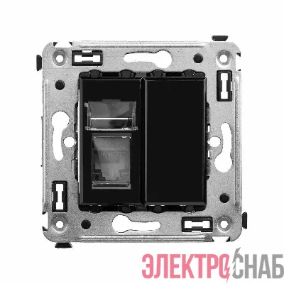 Розетка компьютерная 1-м СП Avanti "Черный квадрат" RJ45 кат.5E DKC 4402463